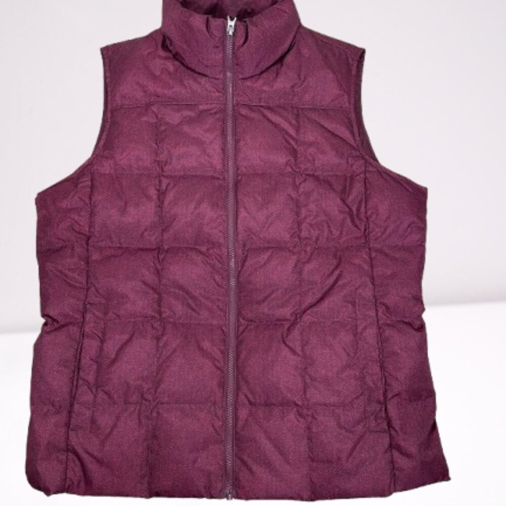 Lands' End NWOT Women's Down Puffer Vest Size XL Burgundy Herringbone